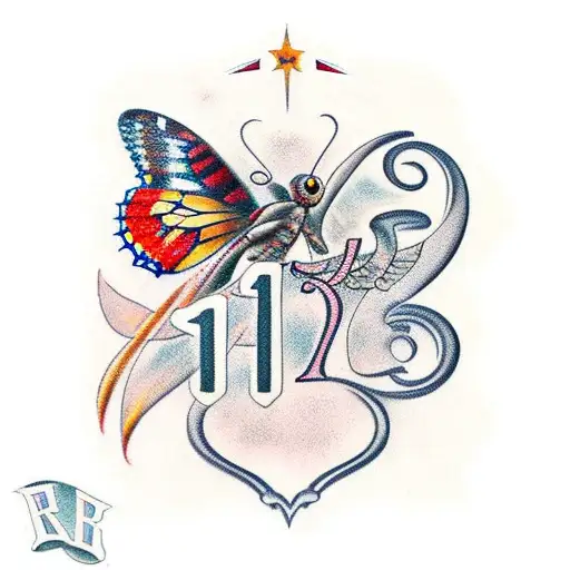 Roman Numbers And Butterfly