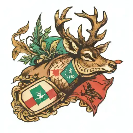 Deer And Bass With Italy Flag Wrapped