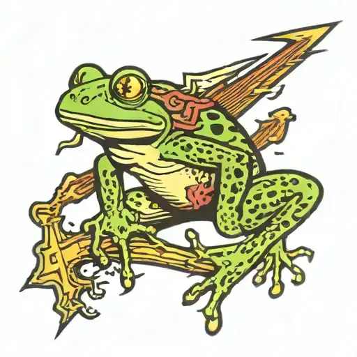 Frog Riding A Lightening Bolt
