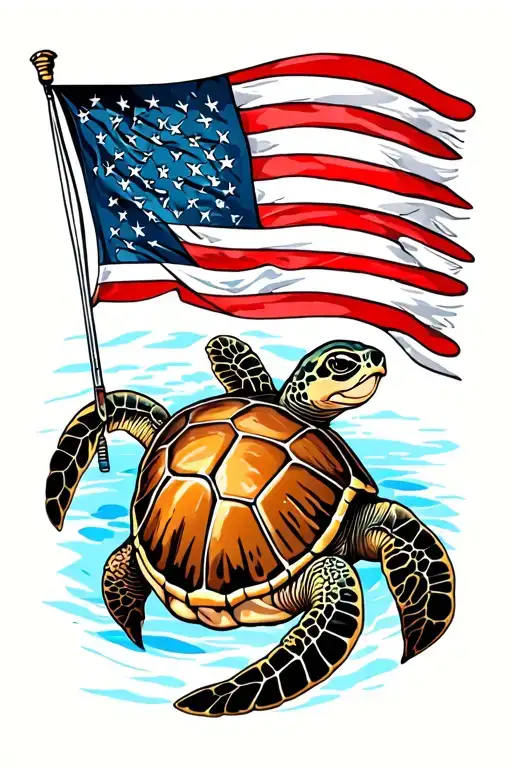 Turtle And Scuba Flag