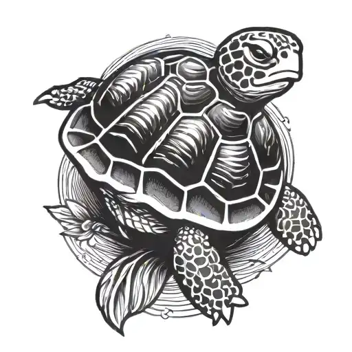 Black And White Small Cute Turtle