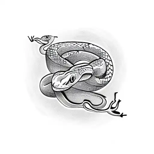 Two Arms Reaching Out To Each Other And A Snake Wrapping Around Them