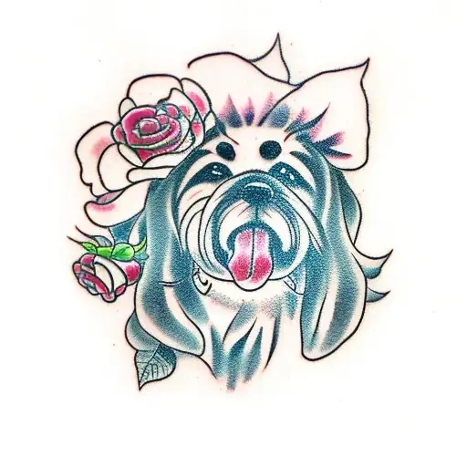 Shitzu Dog With Roses