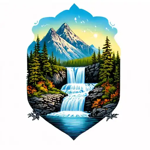 Nature Scene Waterfall Mountain
