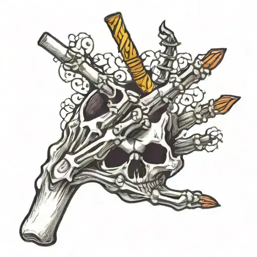 Skeleton Hand Holding A Cigarette