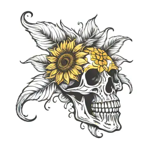 Sunflower Skull Clock