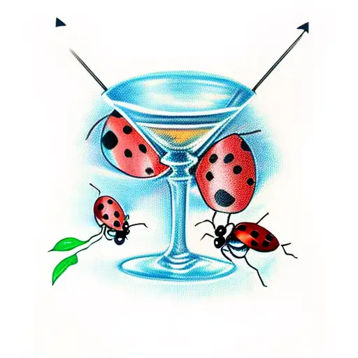Ladybug Drinking From Martini Glass