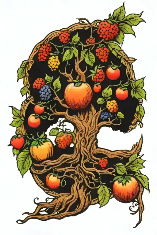 Yggdrasil With Fruits That Are All Religious Symbols
