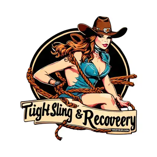 Cow Girl Pin Up With A Lasso 'Tight Sling Towing & Recovery'