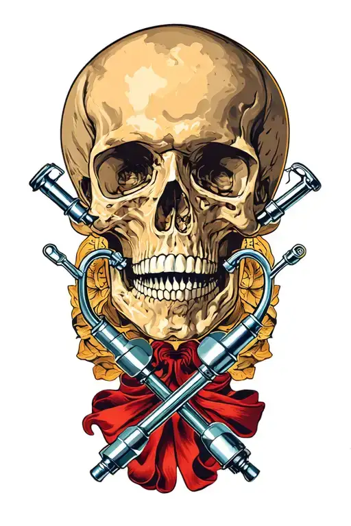 Two Crossed Metallic Laryngoscopes For Intubation