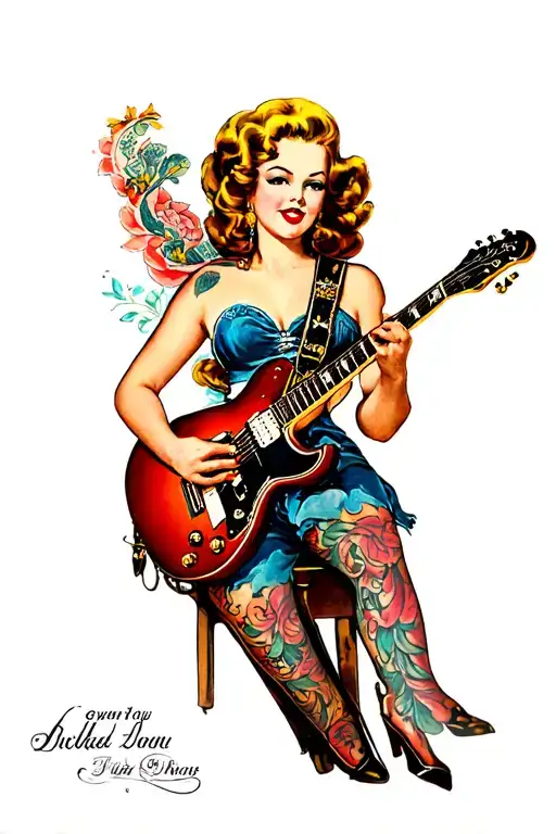 Pinup With Guitar
