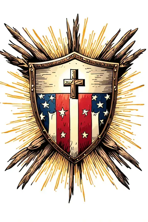 Shield And Banner With Holy Background