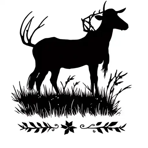 Farming Theamed Tattoo Design Combining Hunting