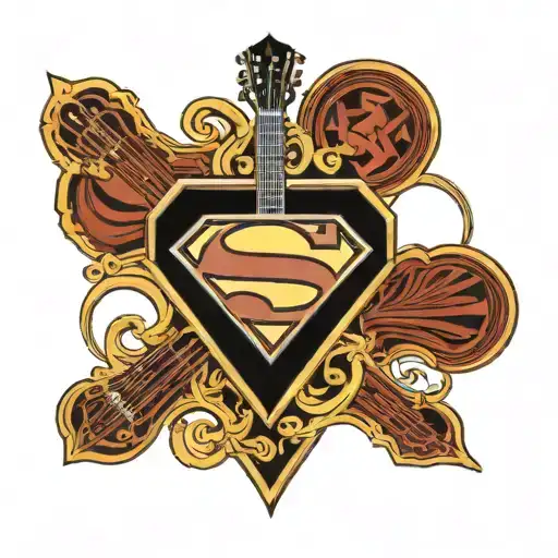 Superman Logo With An Acoustic Guitar