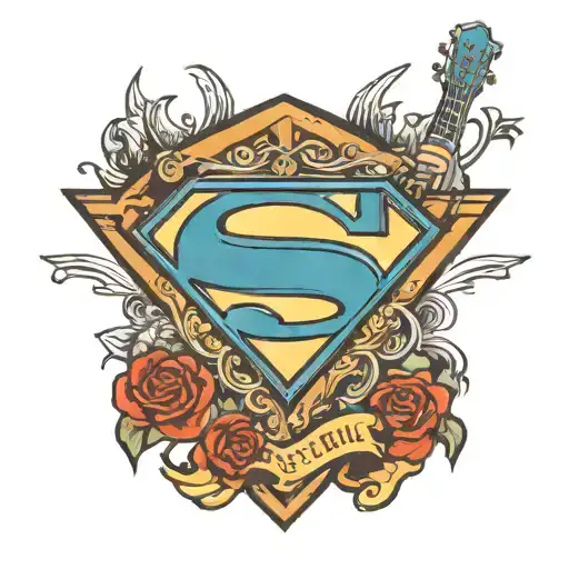 Superman Logo With An Acoustic Guitar