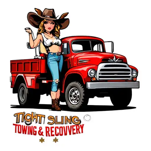 Tow Truck With Cow Girl 'Tight Sling Towing & Recovery'