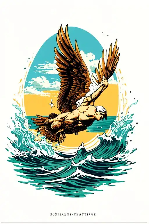 Icarus Falling And Water Around It
