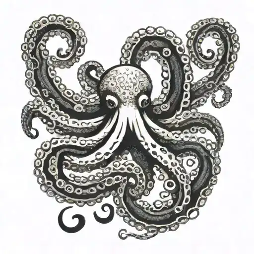 Octopus Above A Background Of Kina And Paua