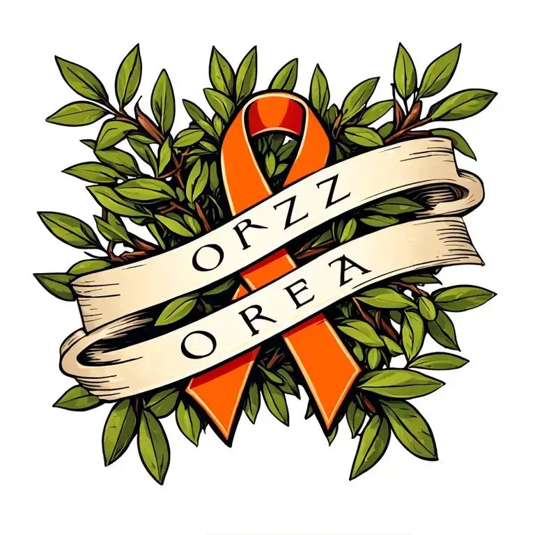 Cancer Orange Cancer Ribbon Wrapped In Olive Tree Banches Discreetly Add The Word Forza