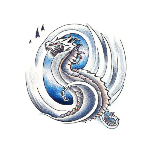 Waves Sleeve With A Dragon Wrapped Around The Wrist