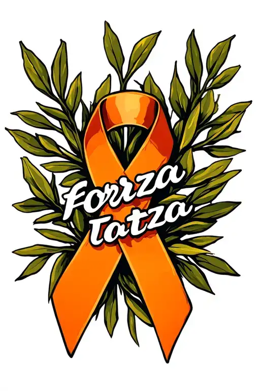 Cancer Orange Cancer Ribbon Wrapped In Olive Tree Banches Add The Word Forza
