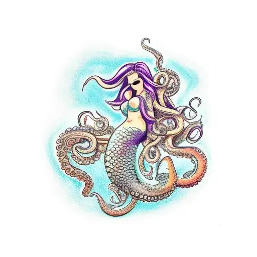 Mermaid With Octopus Tentacles For Hair