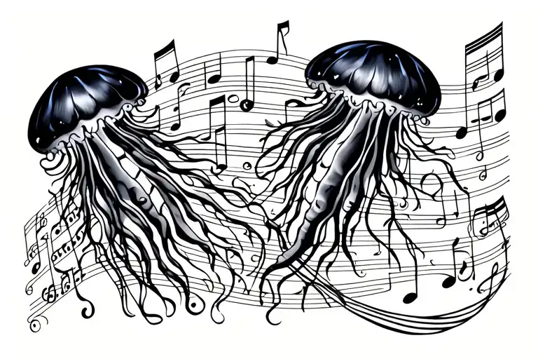 Jelly Fish Music Note Intertwined