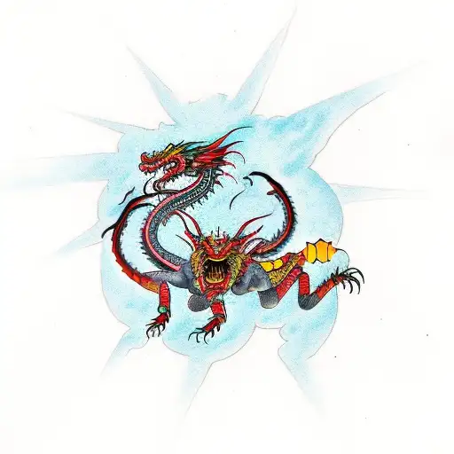Asian Dragon Fights A Scorpion