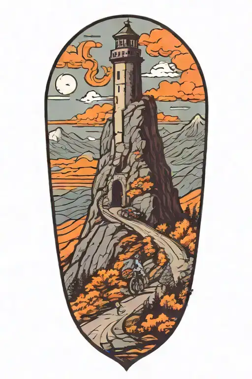 Road Cycling Up A Winding Mountain Road Leading To A Tower