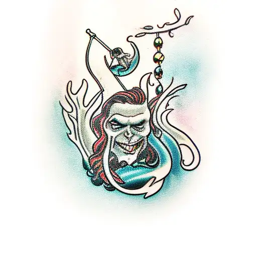 Mermen As Hanged Men Tarot Card