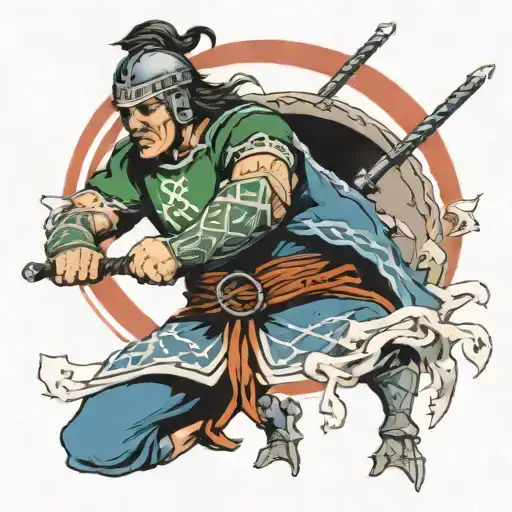 Celtic Warrior With Gaelic For Brave And True