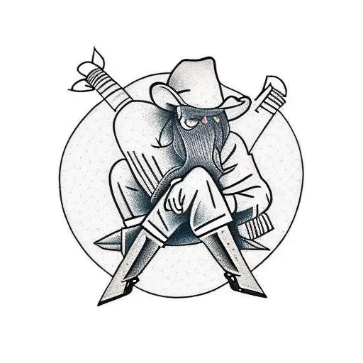 Cowboy Sleeping Next To Campfire