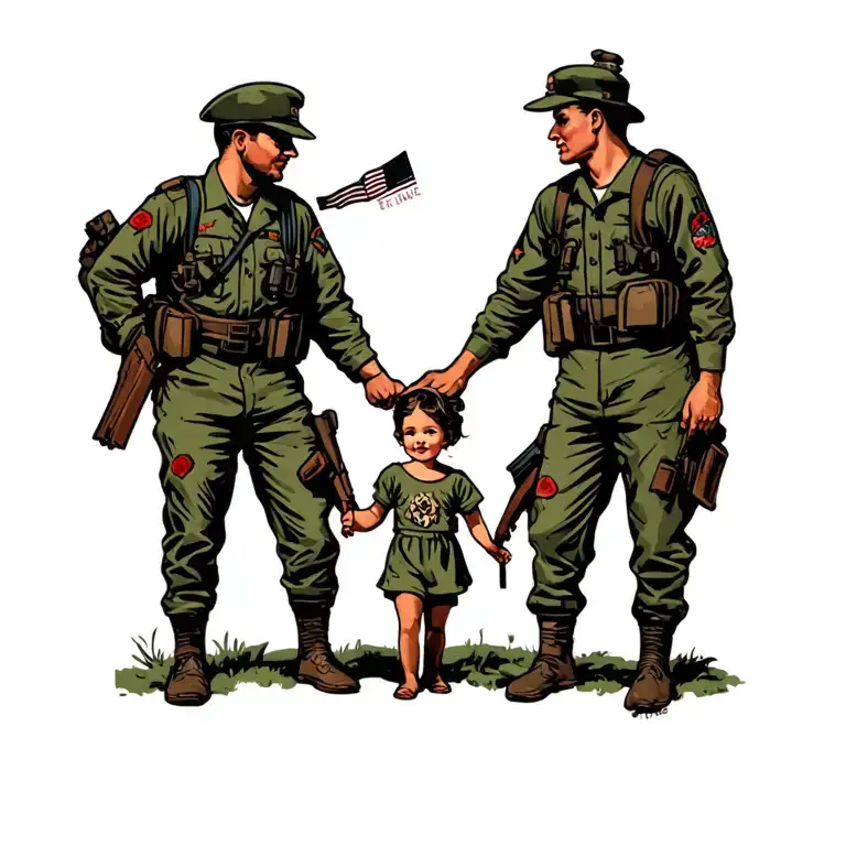 A Soldier Caught Between Duty And Family Holding Hands