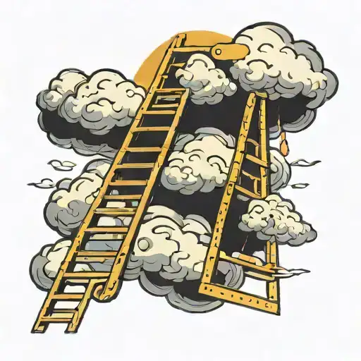 A Golden Ladder Coming Down From A Cloud