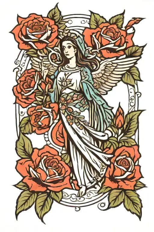 Virgin Mary Hummingbird Roses