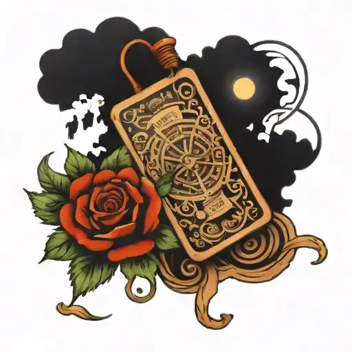 A Fantasy-themed Tattoo Design With Elements Of Music And Travel Woven Into The Artwork