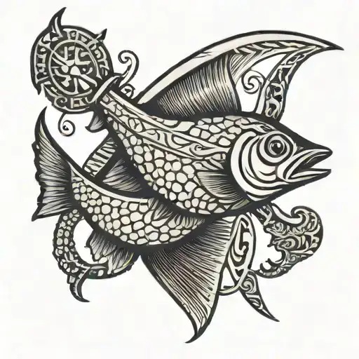 Makau Fish Hook Crossed With A Jambiya Knife