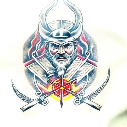 Vikings Odin In Red Flames