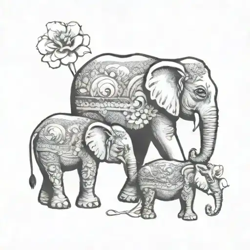 Mom Daughter Elephant