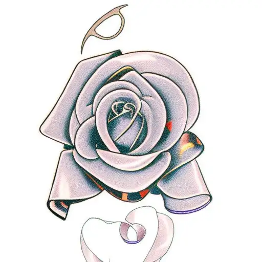 Breast Cancer Ribbon With Rose Around It