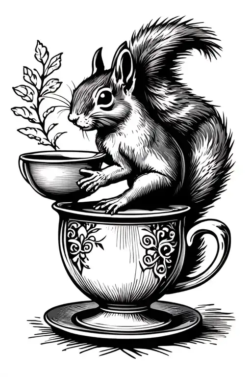 A Cancer Symbol On A Cup With A Squirrel Holding The Cup