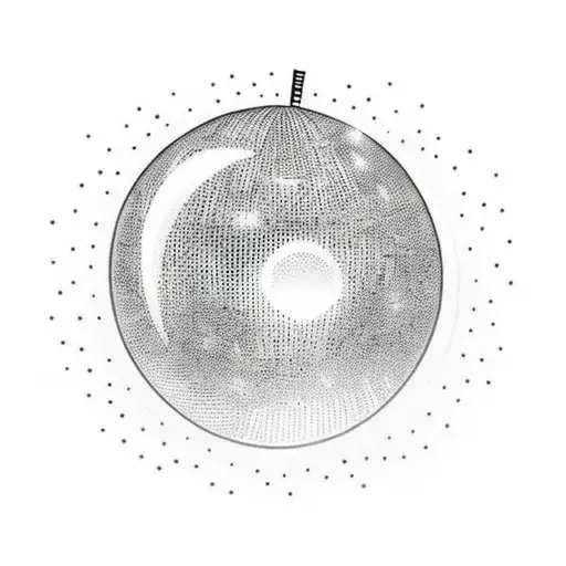 A Disco Ball That's Also A Moon In Black And White