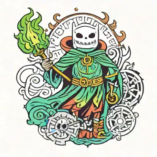 Colorful Adventure Time Lich With Green Fire