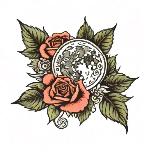 Rose And Moon With Two Names In It Melia And Magnus