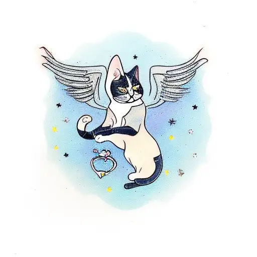 Cat Reaching Up To Raven