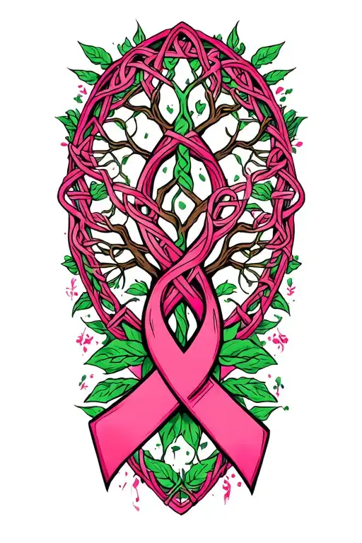Cancer Ribbon Celtic Tree Of Life