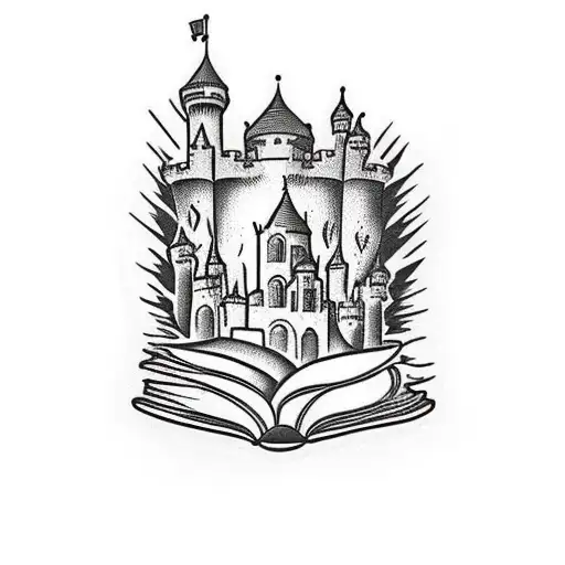 Open Book With Castle Above The Book
