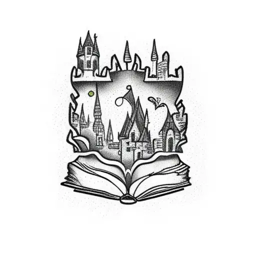 Open Book With Castle Above The Book