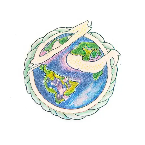 Mother Gaia Holding Earth With Nature Around Her