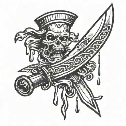 Hand Holding Double Bladed Dagger Stabbing Down With Blood Dripping Off Blade